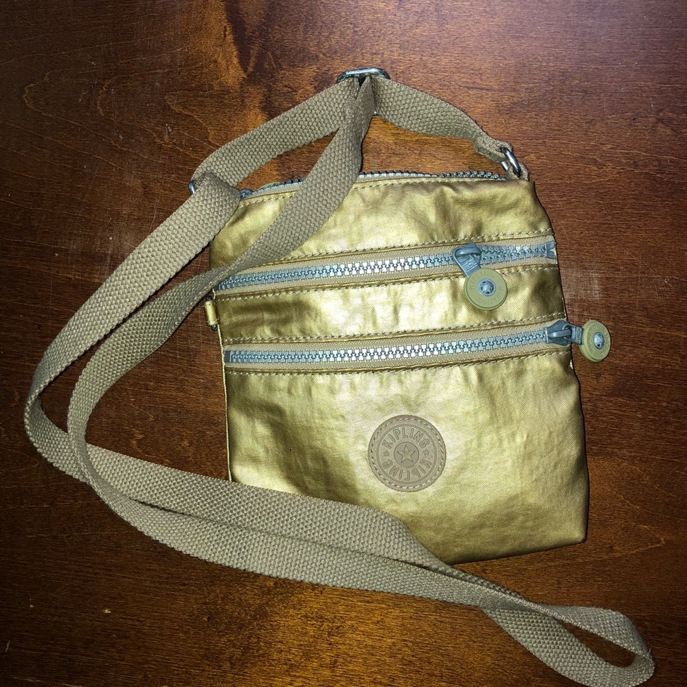 GOLD METALLIC KIPLING Alvar XS Mini Bag